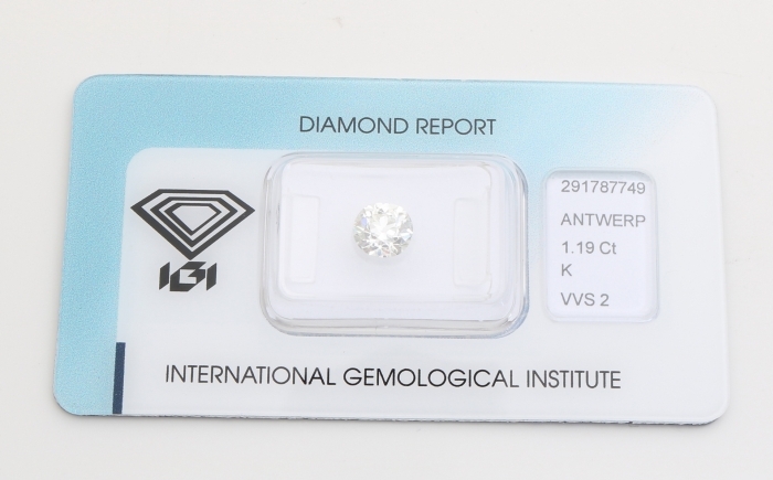 Diamant, 1,19 crt met certificaat