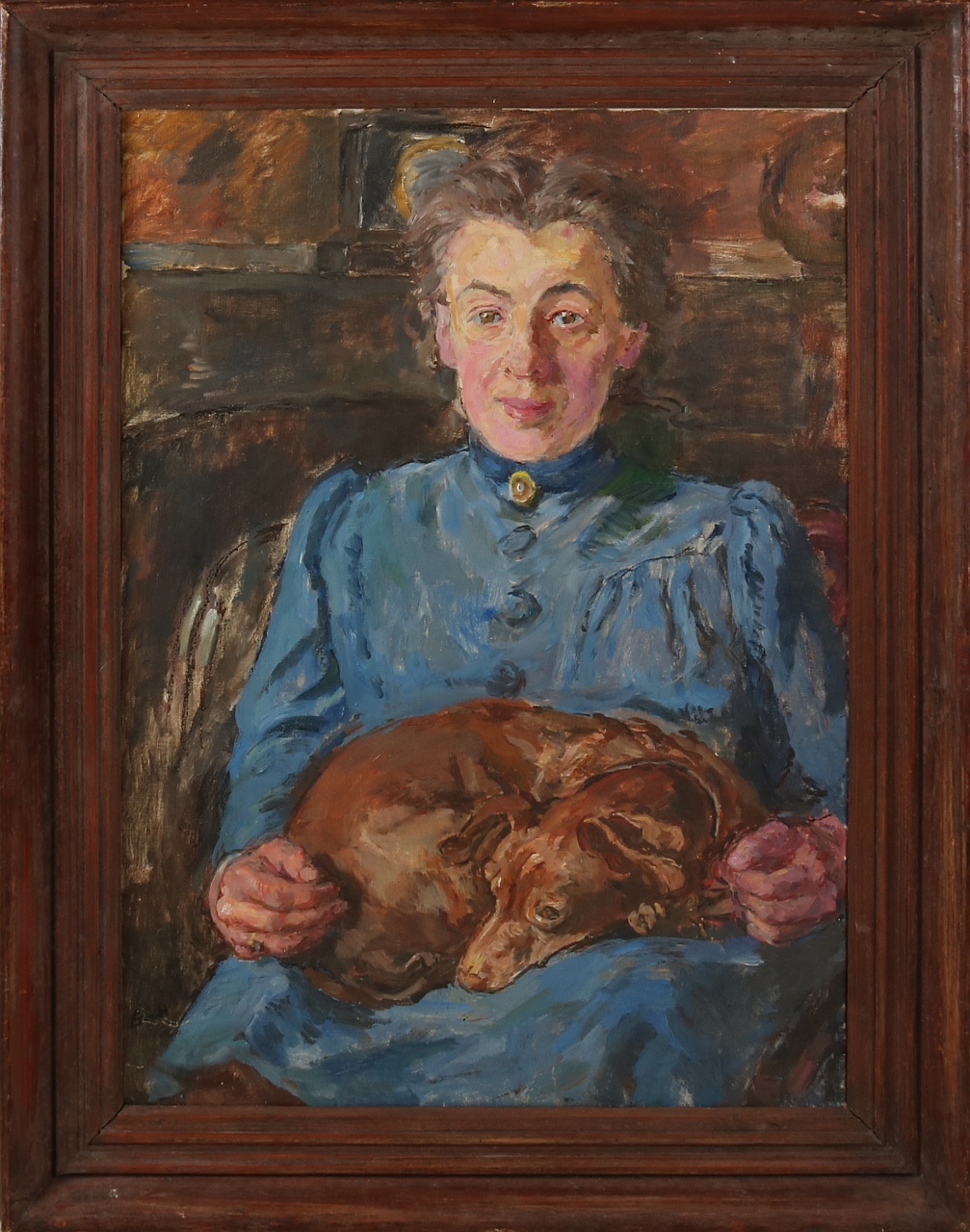B. van Houten, Vrouw met hondje op schoot