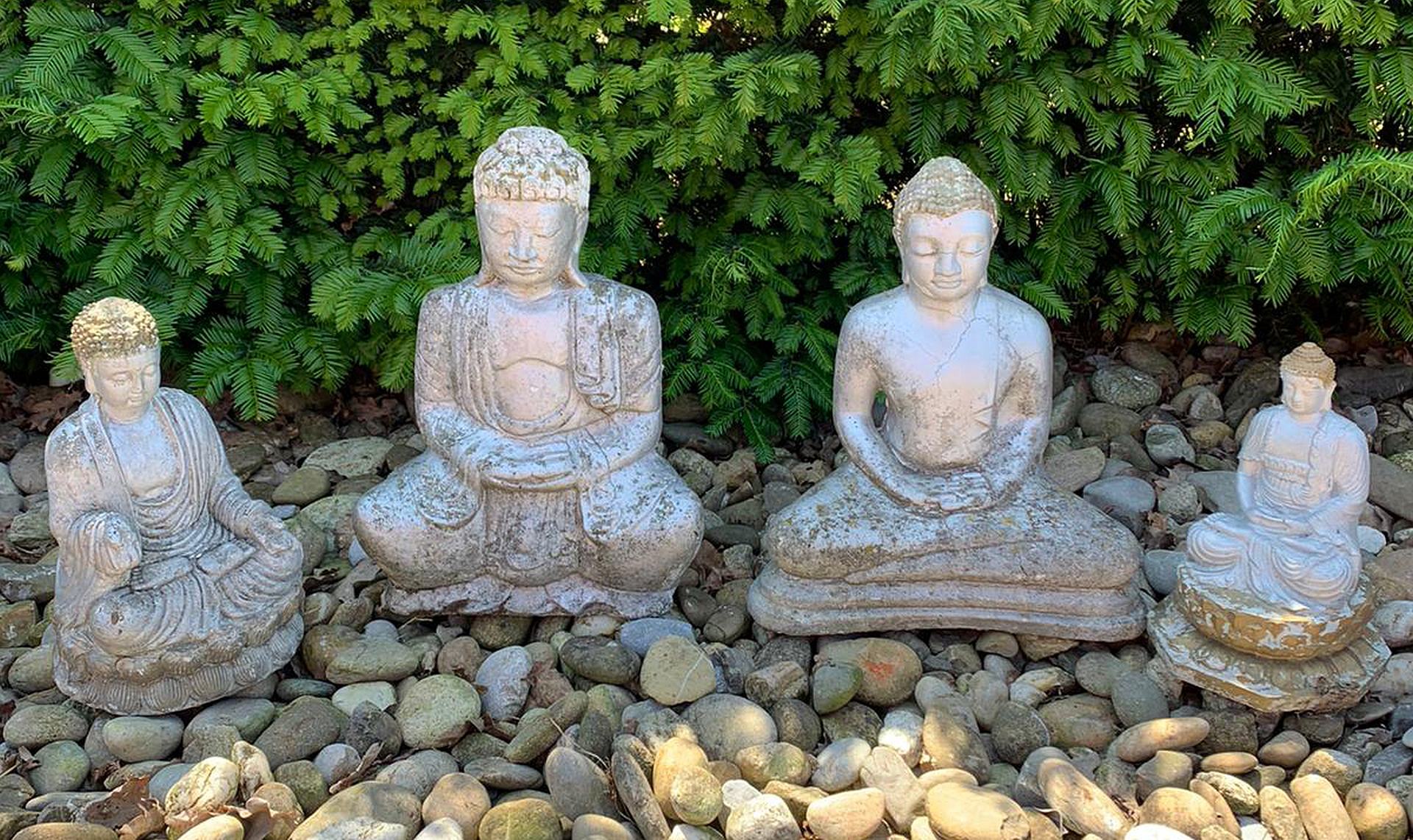 4x Boeddha tuinbeelden