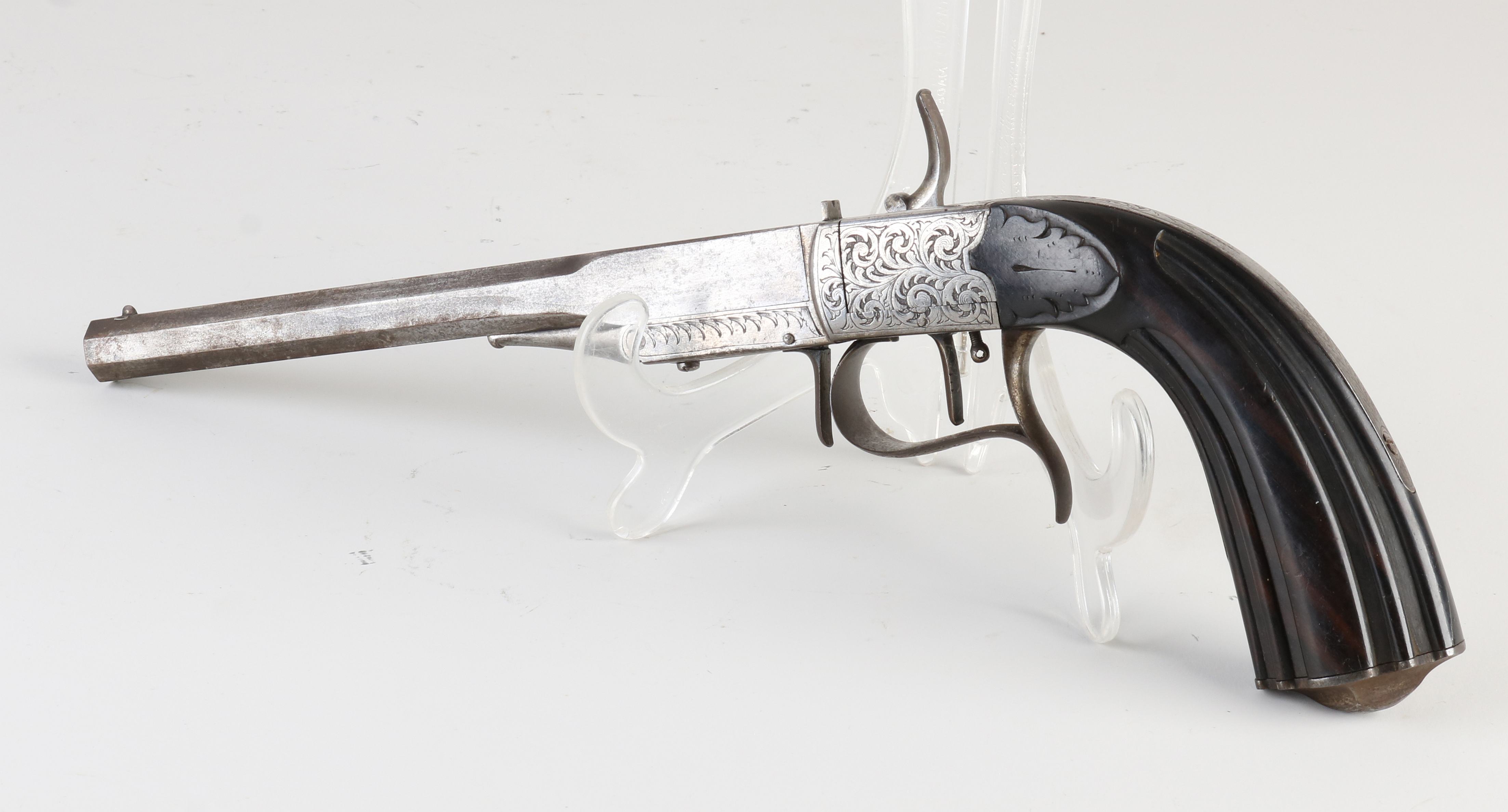 Zeldzaam antiek pistool, L 35 cm.