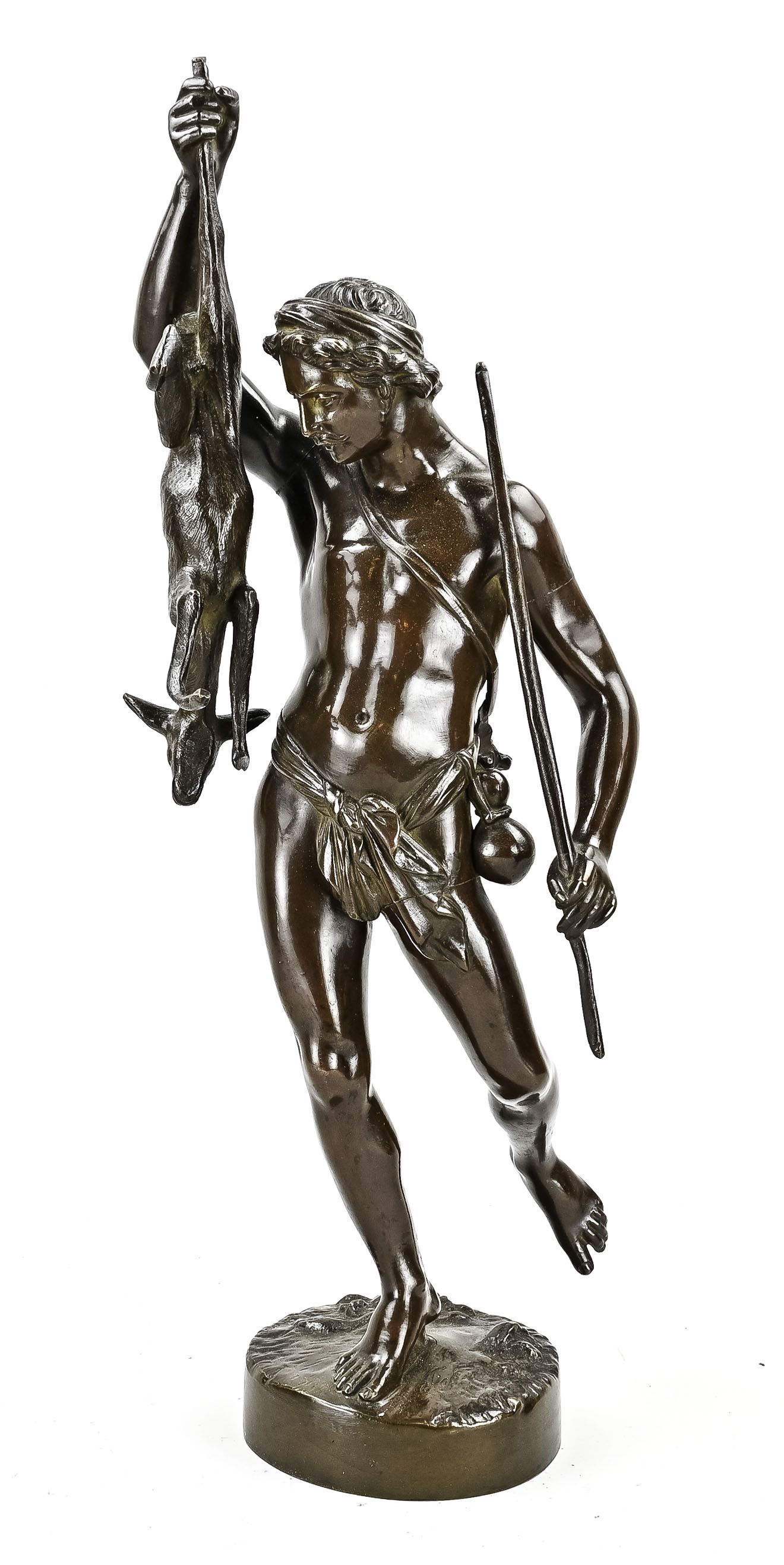 Bronzen figuur, Jager met hert