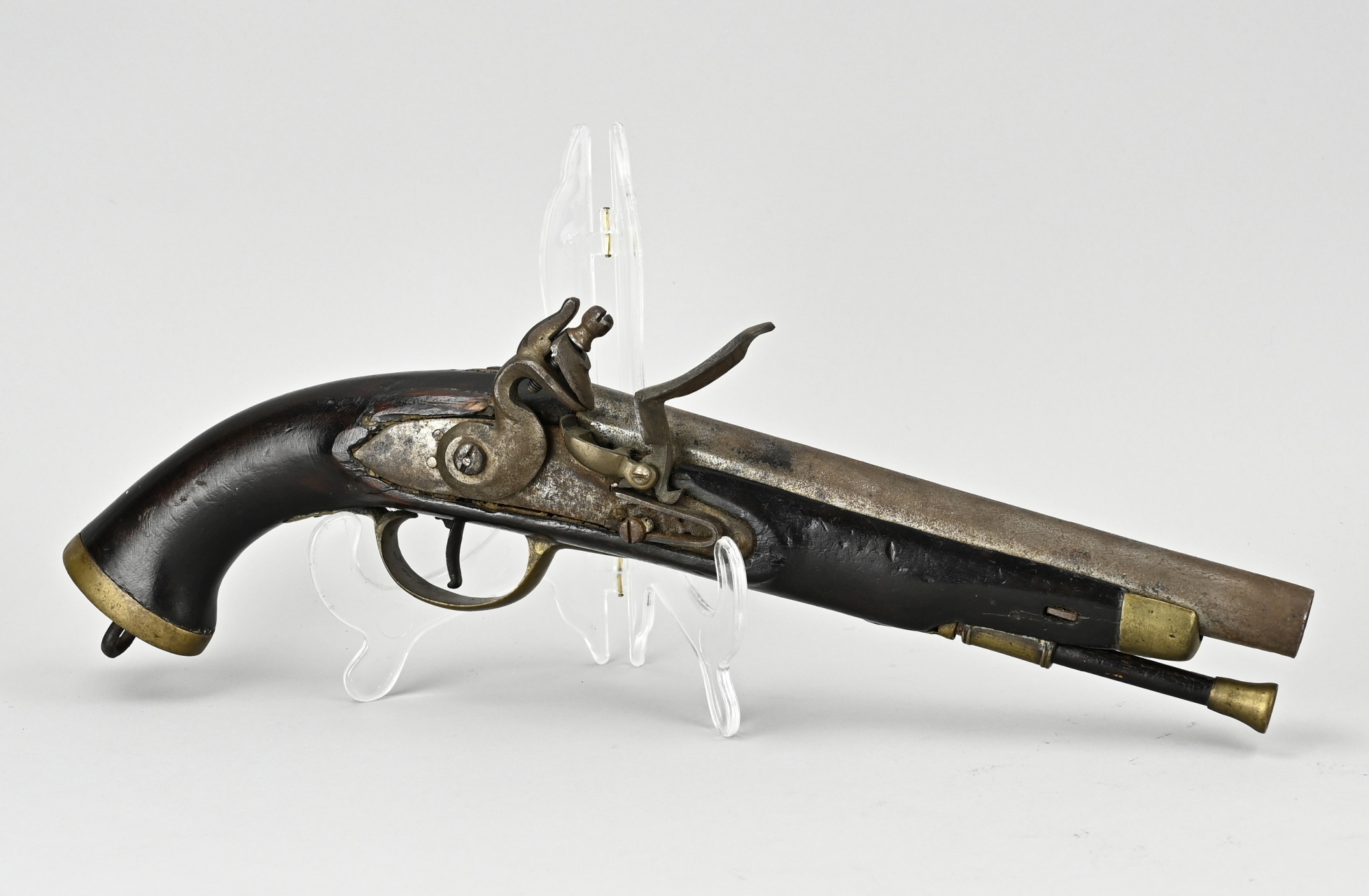 Antiek vuursteenpistool, L 40 cm.