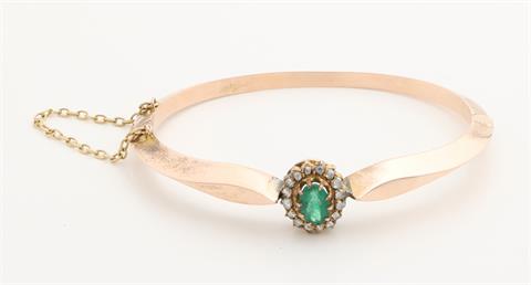 Geelgouden armband met smaragd en diamant