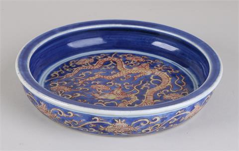 Oude Chinese platte drakenschaal