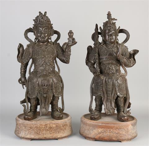 2x Chinese bronzen tempelwachters