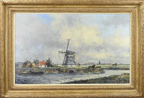 M. de Jongere, Hollands poldergezicht met windmolen