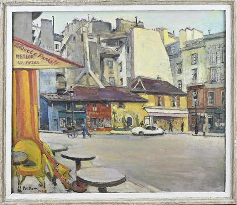 Paul Dom, Stadsgezicht Parijs met terras, Citroën en figuren